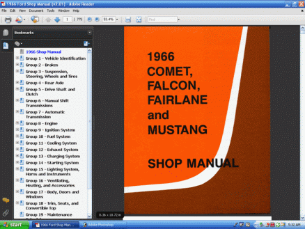 screenshot 1966 Comet, Falcon, Fairlane, and Mustang Shop Manual