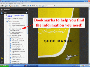 Screenshot of 1962 Ford Thunderbird Shop Manual