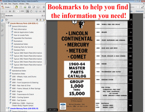 Screenshot of the 1960-64 Lincoln Mercury Master Parts Catalog