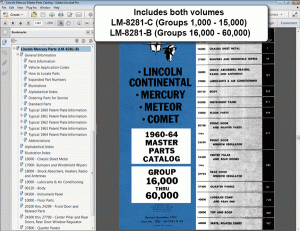 Screenshot of the 1960-64 Lincoln Mercury Master Parts Catalog