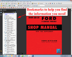 1949 1950 1951 Ford F-Series Trucks Shop Manual with 1952 Supplement on PDF