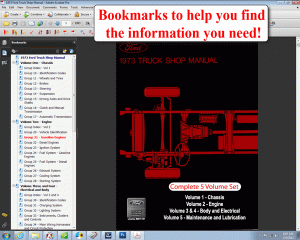 screenshot of the 1973 Ford Truck Shop Manual