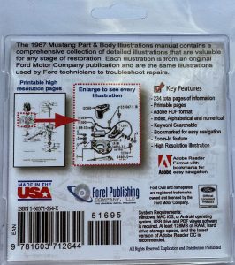 Clamshell of 1967 Ford Mustang Part and Body Illustrations on PDF