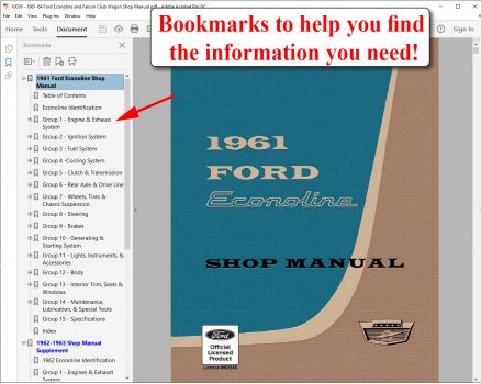 1967 Ford Bronco Econoline and Recreational Vehicle Shop Manual screenshot