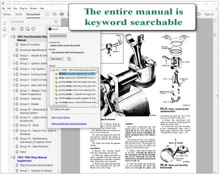 1967 Ford Bronco Econoline and Recreational Vehicle Shop Manual screenshot