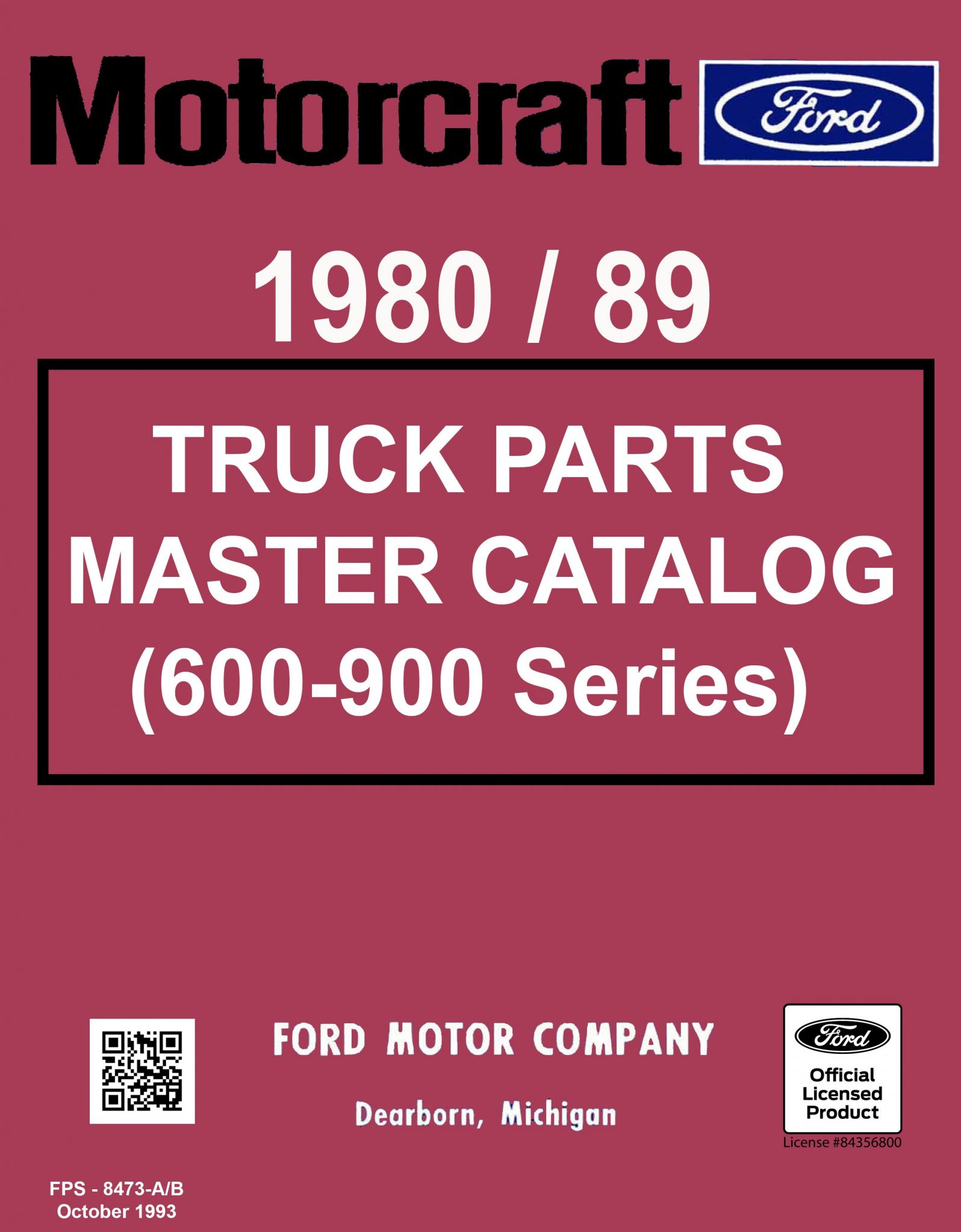 1980/89 Ford Truck Master Parts and Accessories Catalog (600900