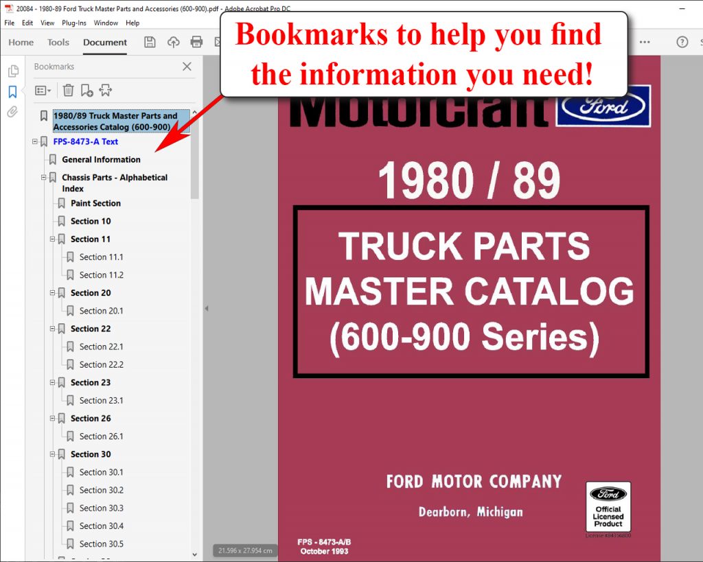 1980/89 Ford Truck Master Parts and Accessories Catalog (600900