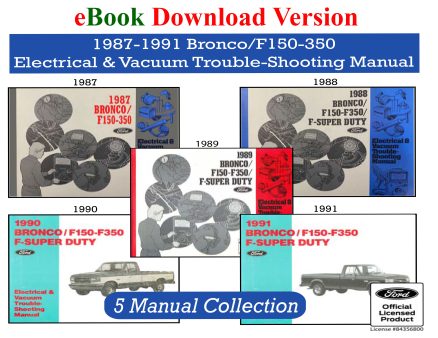 eBook cover version 1987-1991 Bronco/F150-F350 Electrical & Vacuum Trouble-Shooting Manual - 5 Manual Collection