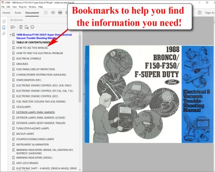 Screenshot for 1988 Ford Electrical & Vacuum Trouble-Shooting Manual (EVTM) for Bronco / F150-F350 / F-Super Duty