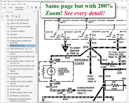 Screenshot for 1989 Ford Electrical & Vacuum Trouble-Shooting Manual (EVTM) for Bronco / F150-F350 / F-Super Duty