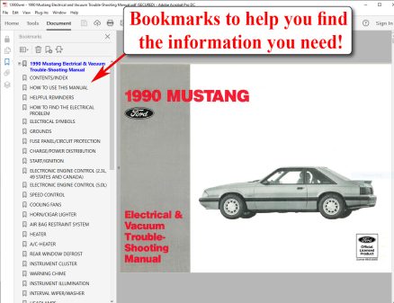 Screenshot of 1990 Mustang Electrical & Vacuum Trouble-Shooting Manual (EVTM)