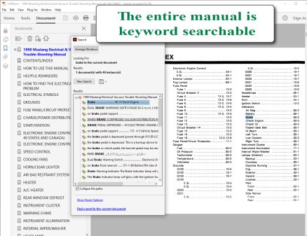 Screenshot of 1990 Mustang Electrical & Vacuum Trouble-Shooting Manual (EVTM)