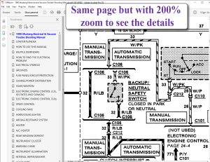 Screenshot of 1990 Mustang Electrical & Vacuum Trouble-Shooting Manual (EVTM)