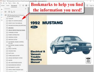 Screenshot of 1992 Mustang Electrical & Vacuum Trouble-Shooting Manual (EVTM)