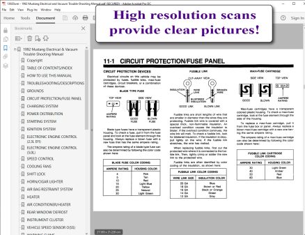 Screenshot of 1992 Mustang Electrical & Vacuum Trouble-Shooting Manual (EVTM)