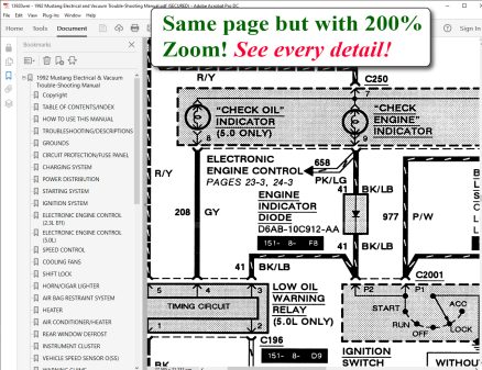 Screenshot of 1992 Mustang Electrical & Vacuum Trouble-Shooting Manual (EVTM)