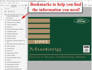 Screenshot of 1993 Mustang Electrical & Vacuum Trouble-Shooting Manual (EVTM)