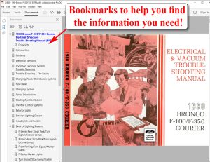 Screenshot of 1980 Bronco F-100/F-350 Courier Electrical & Vacuum Trouble-Shooting Manual (EVTM)
