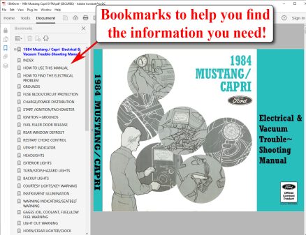 Screenshot 1984 Mustang Capri Electrical & Vacuum Trouble-Shooting Manual (EVTM)