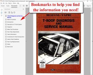 Screenshot 1981-1982 Ford T-Roof Diagnosis and Service Manual (Mustang/Capri)
