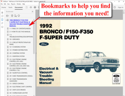 1992 Bronco/F150-F350/ F-Super Duty Electrical & Vacuum Trouble-Shooting Manual (EVTM) screenshot