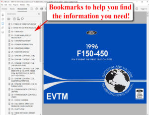 1996 F150-F450/ F-Super Duty Electrical & Vacuum Trouble-Shooting Manual (EVTM) screenshot