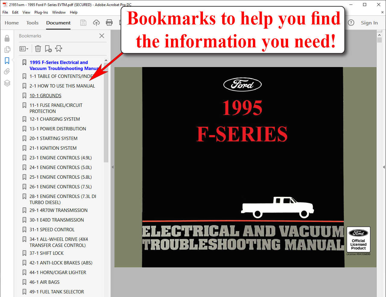 1995 FORD F350 SERVICE MANUAL PDF visual data 7