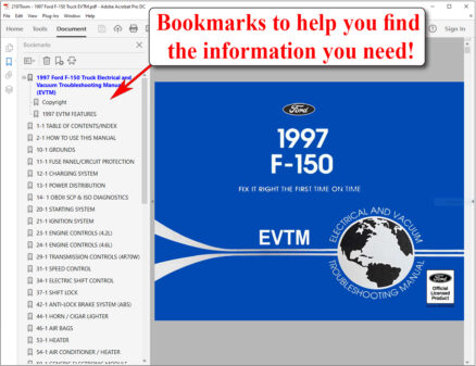 Screenshot of 1997 Ford F-150 Truck Electrical and Vacuum Troubleshooting Manual (EVTM)