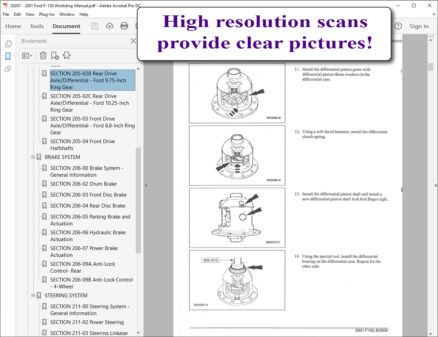 Screenshot 2001 Ford F-150 F-250 Truck Workshop Manual (Volume 1 and 2)
