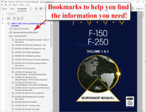 Screenshot 1999 Ford F-150 F-250 Truck Workshop Manual (Volume 1 and 2)