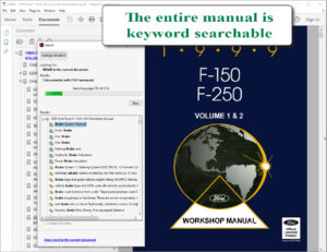 Screenshot 1999 Ford F-150 F-250 Truck Workshop Manual (Volume 1 and 2)